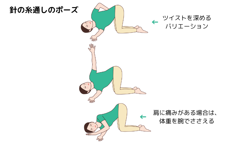 ヨガ　針の糸通しのポーズ