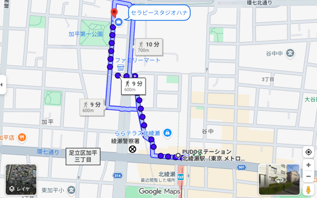 北綾瀬からサロン　地図